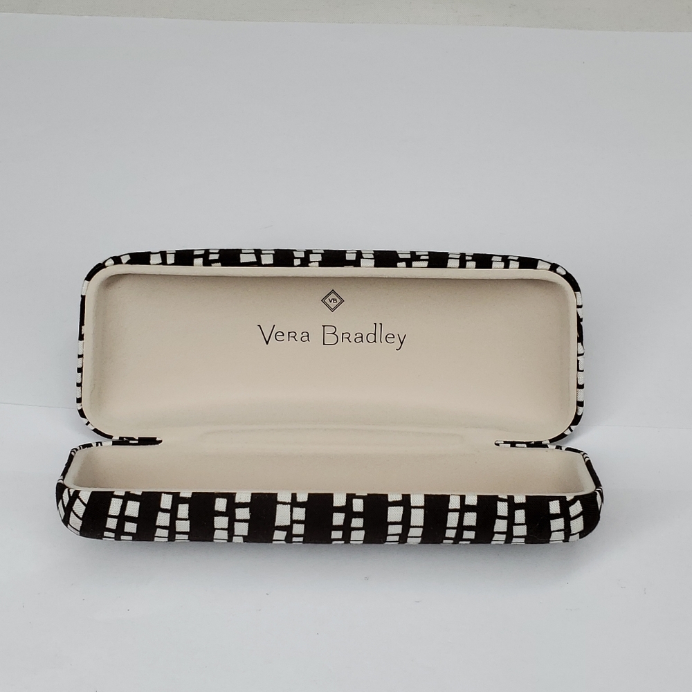 Vera Bradley Hard Eyeglass Case in Classic Brown and White Staggered Print NWOT.